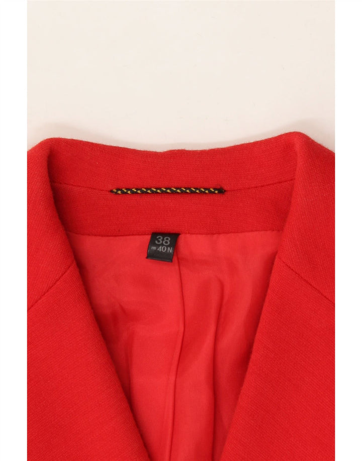 VINTAGE Womens 3 Button Blazer Jacket EU 38 Medium Red New Wool Vintage Vintage and Second-Hand Vintage from Messina Hembry 