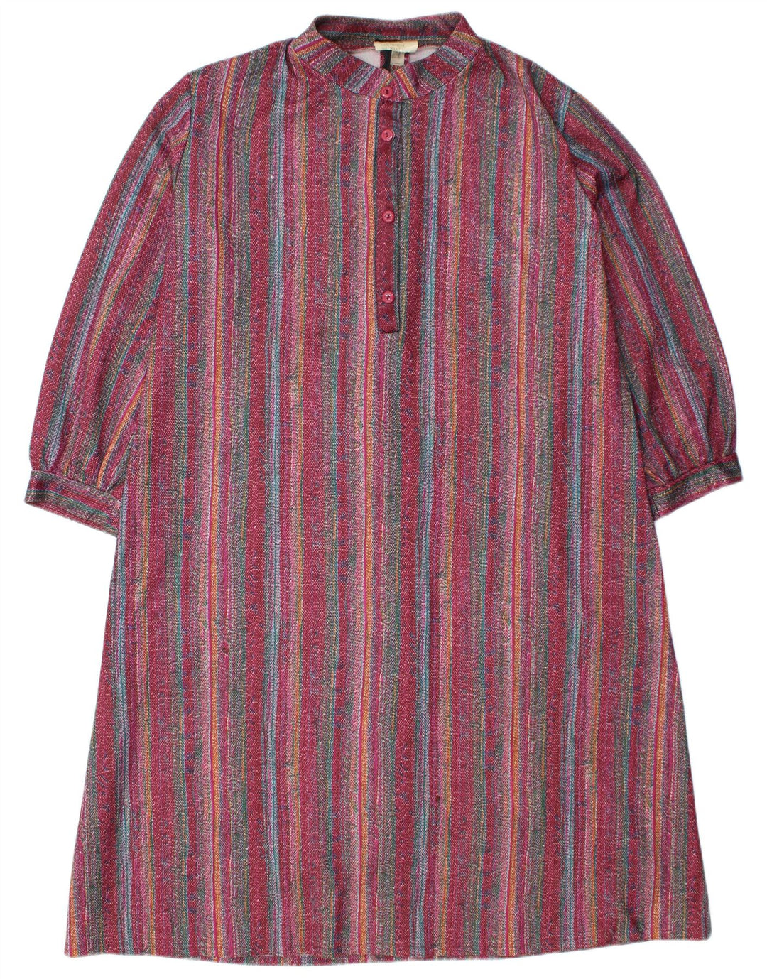 VINTAGE Damen Basic-Kleid UK 26 4XL Burgunderrot gestreift aus Polyester