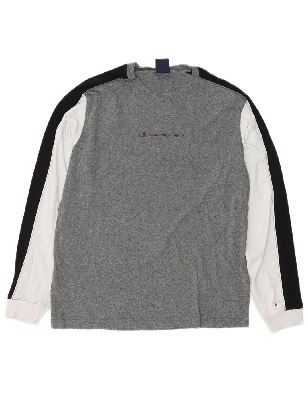 Champion Herren Grafik-Oberteil, langärmelig, groß, Grau, Colourblock-Baumwolle