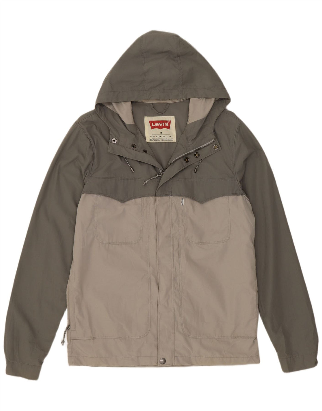 Levi's Herren-Regenjacke mit Kapuze, UK 38, Mittelgrün, Farbblock-Polyester
