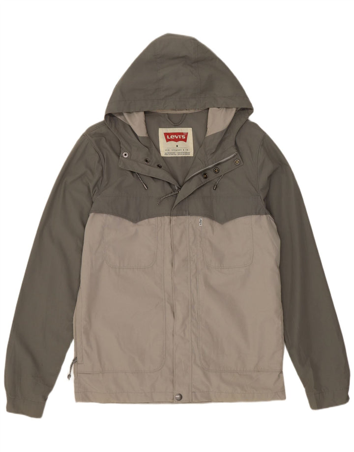 Levi's Herren-Regenjacke mit Kapuze, UK 38, Mittelgrün, Farbblock-Polyester