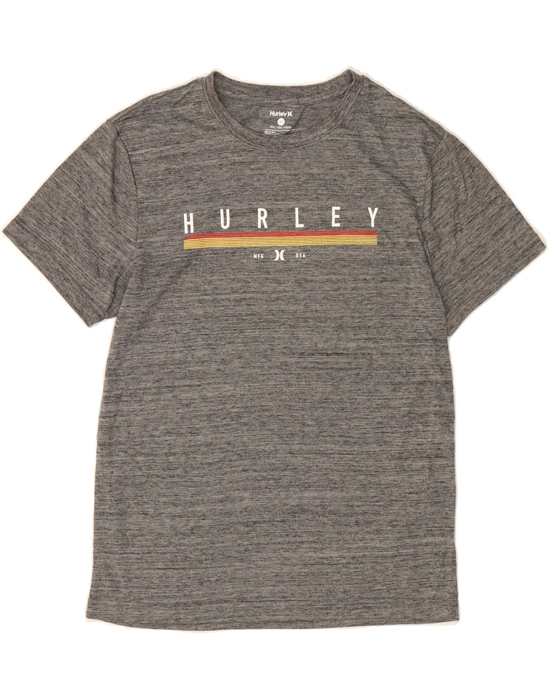 HURLEY Mens Graphic T-Shirt Top Small Grey Flecked Polyester Vintage Hurley and Second-Hand Hurley from Messina Hembry 