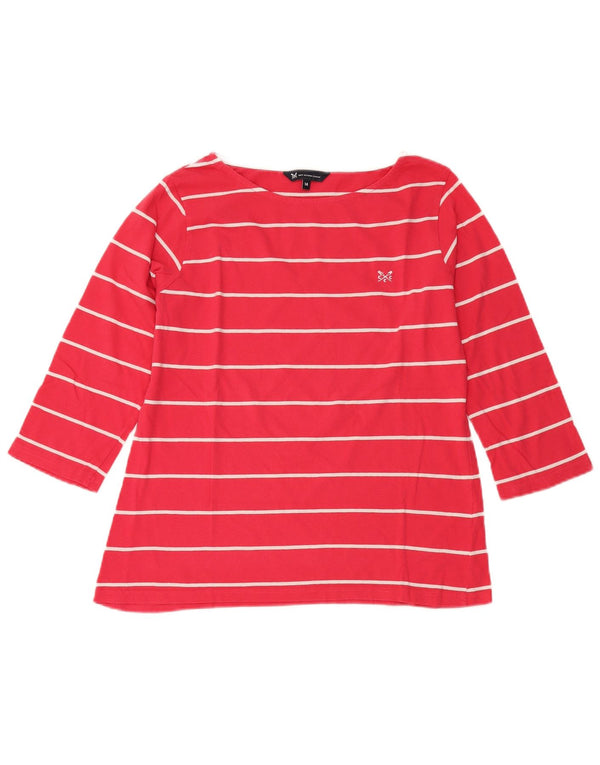Crew Clothing Damen-Top, 3/4-Ärmel, UK 14, mittelrot, gestreift, Baumwolle