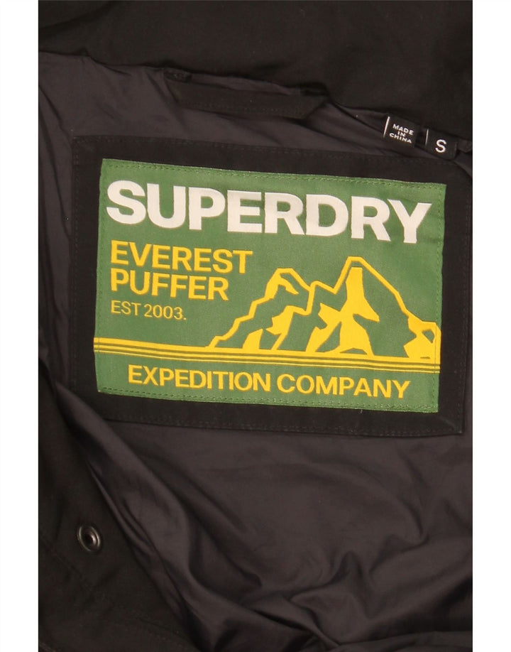 SUPERDRY Wattierte Herrenjacke mit Kapuze, UK 36, Größe S, Schwarz, Polyester