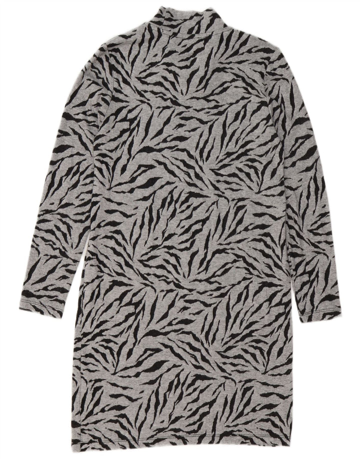 Marks & Spencer Damen-Pulloverkleid, Größe S, Grau, Animal-Print, Polyester