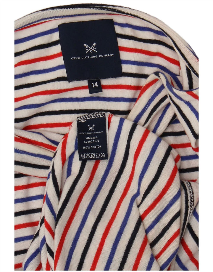 CREW CLOTHING Damen T-Shirt Top UK 14 Medium Mehrfarbig gestreift aus Baumwolle