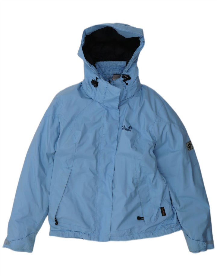 JACK WOLFSKIN Damen Windjacke mit Kapuze UK 12 Mittelblaues Polyester