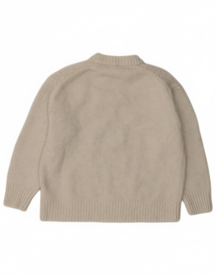 Zara Damen-Pullover mit 3/4-Ärmeln, übergroßer Rundhalsausschnitt, Gr. 10, Größe S, Weiß