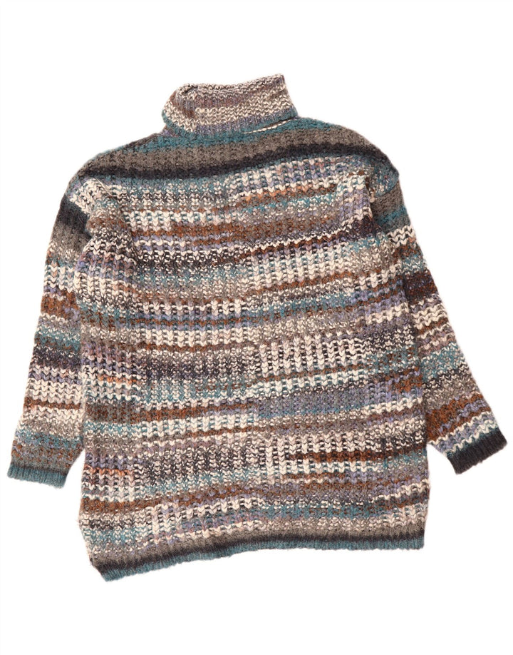 ZARA Damen-Pullover mit Rollkragen, Gr. 14, mittelmehrfarbig gestreift