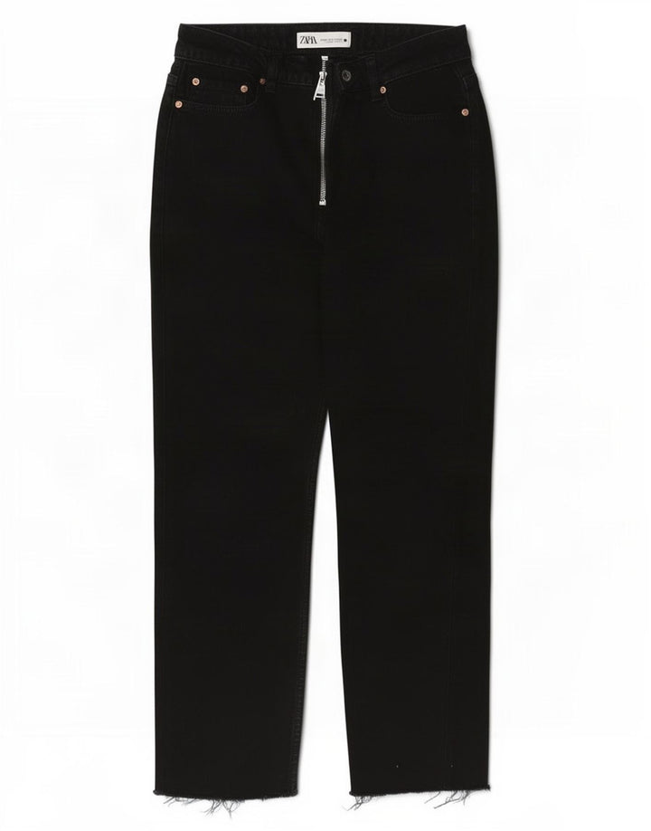Zara Damen Straight Jeans EU 38 Small W28 L25 Schwarz