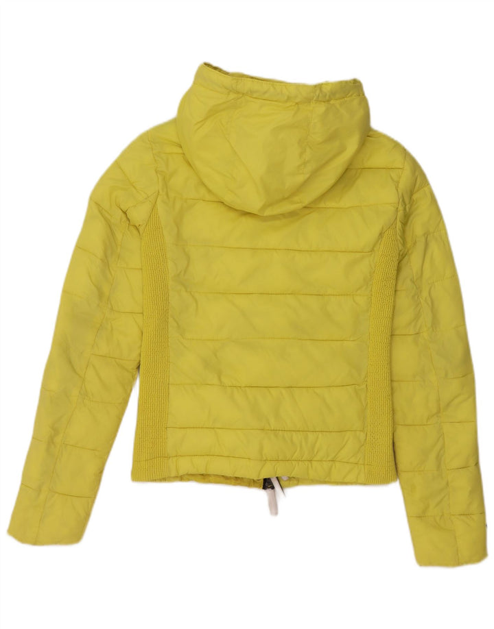 SUPERDRY Wattierte Damenjacke mit Kapuze, UK 14, mittelgelbes Nylon