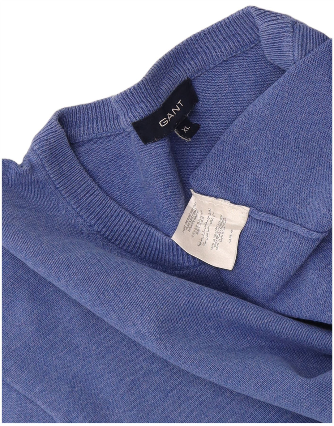 Gant Herren-Pullover mit Rundhalsausschnitt, XL, blaue Baumwolle