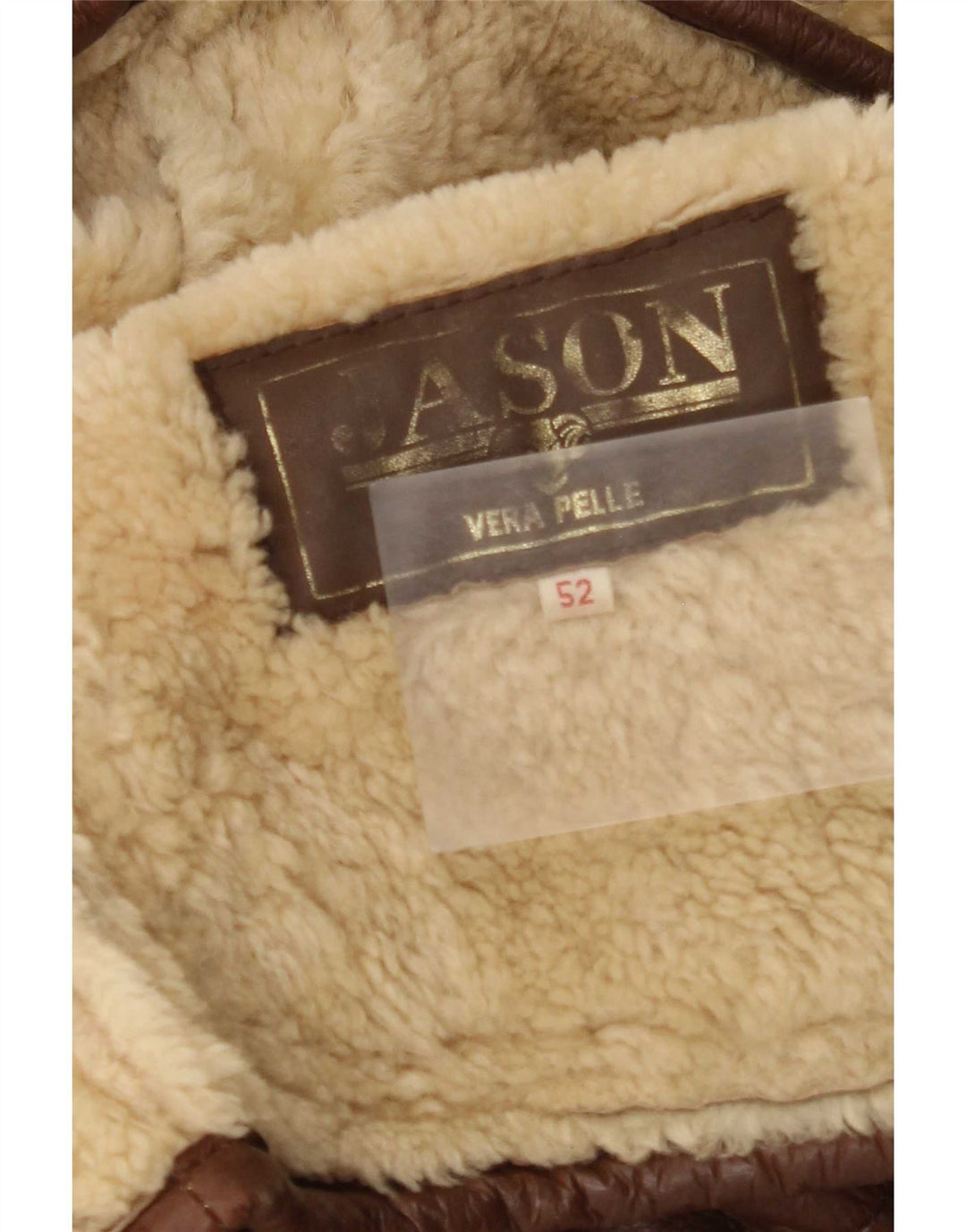 Vintage Herren Shearling Jacke IT 52 XL Braunes Leder