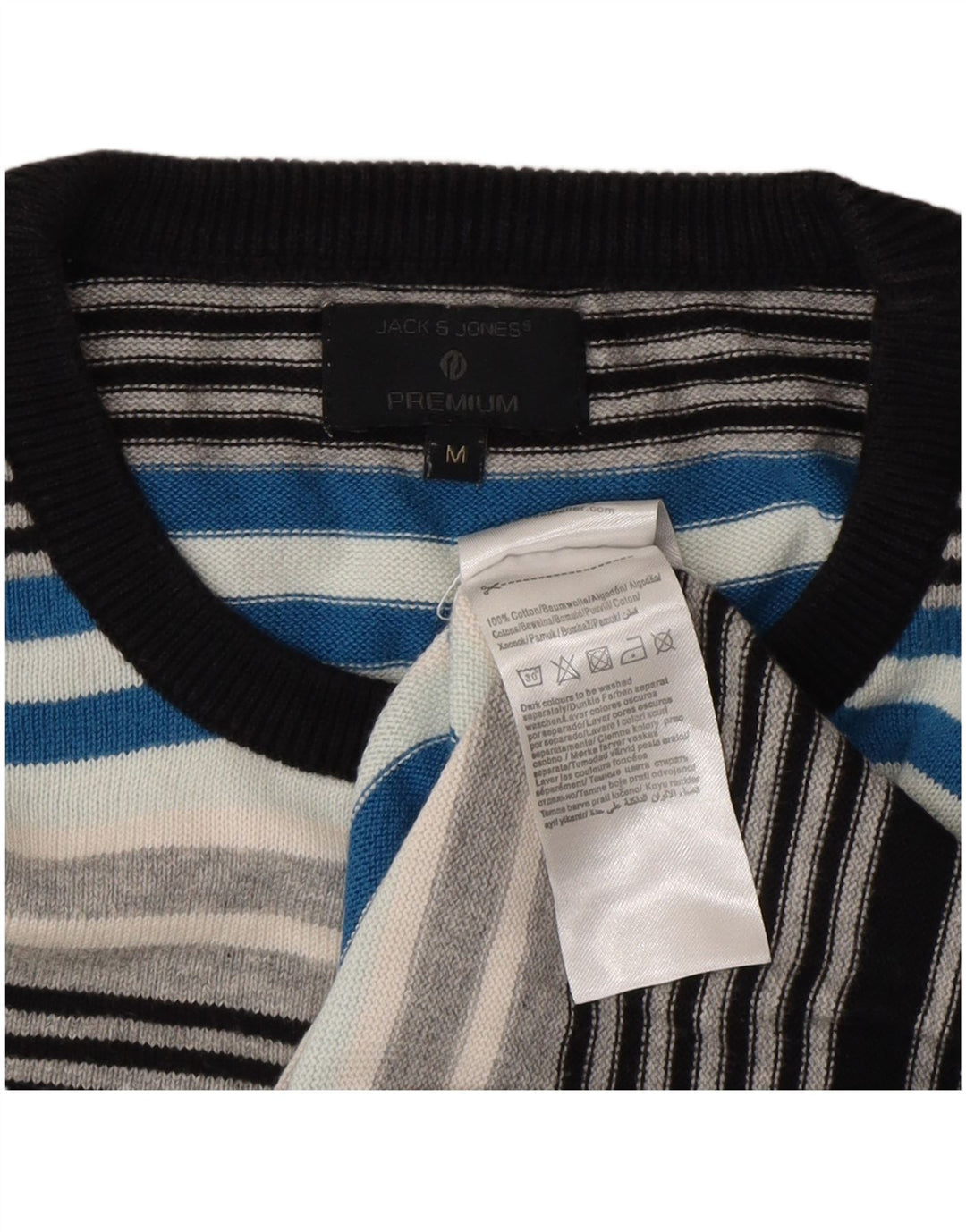 Jack & Jones Herren-Pullover mit Rundhalsausschnitt, mittelgroß, mehrfarbig gestreift