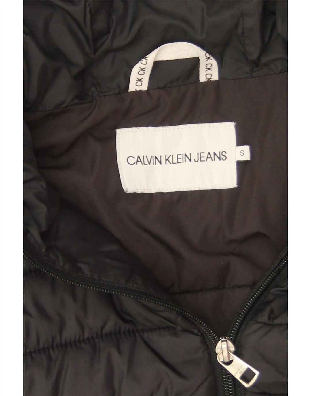 Calvin Klein Jeans Damen-Kapuzen-Übergröße, wattierte Jacke, Gr. 10, Größe S, Schwarz