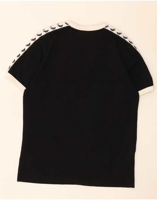 Fred Perry Jungen-T-Shirt mit Grafik, 7–8 Jahre, schwarze Farbblock-Baumwolle