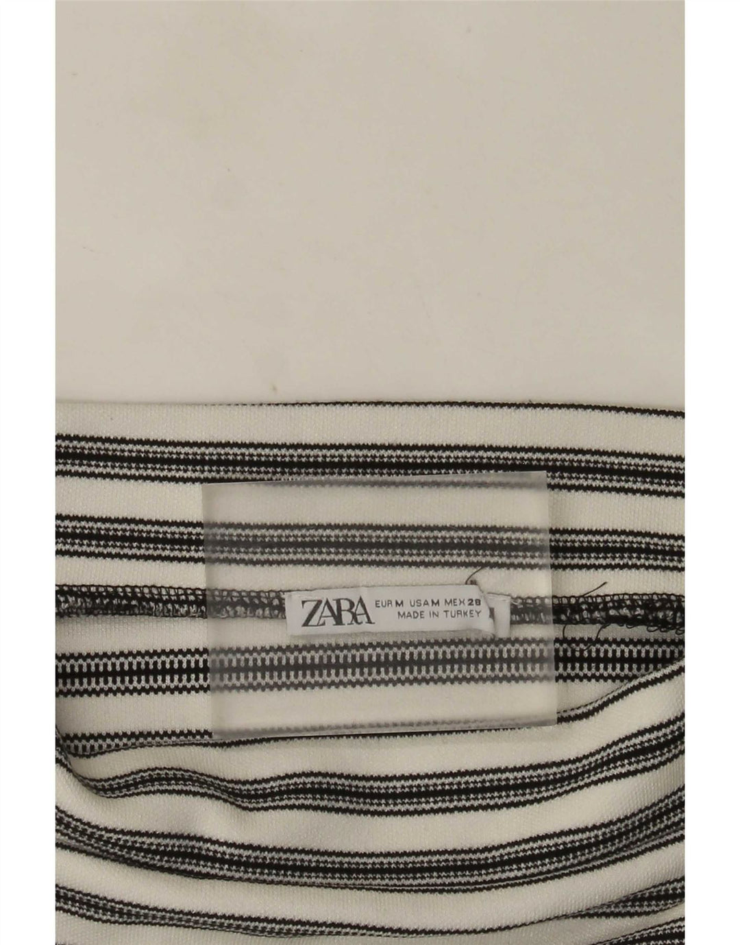 Zara Damen Crop Off Shoulder Top UK 12 Mittelweiß gestreift