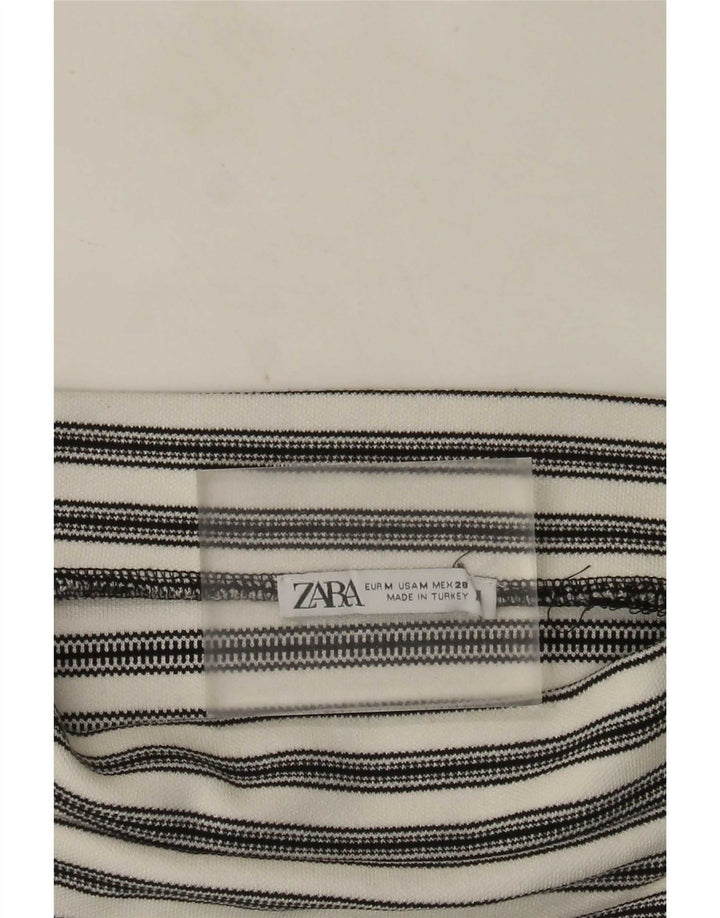 Zara Damen Crop Off Shoulder Top UK 12 Mittelweiß gestreift