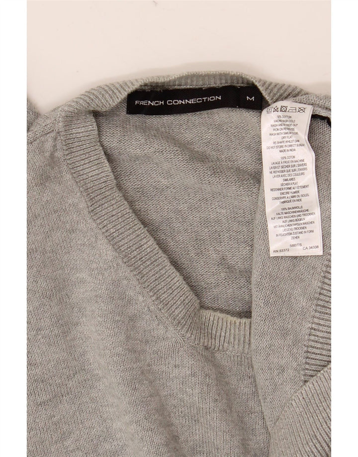 FRENCH CONNECTION Herren-Pullover mit Rundhalsausschnitt, mittelgraue Baumwolle