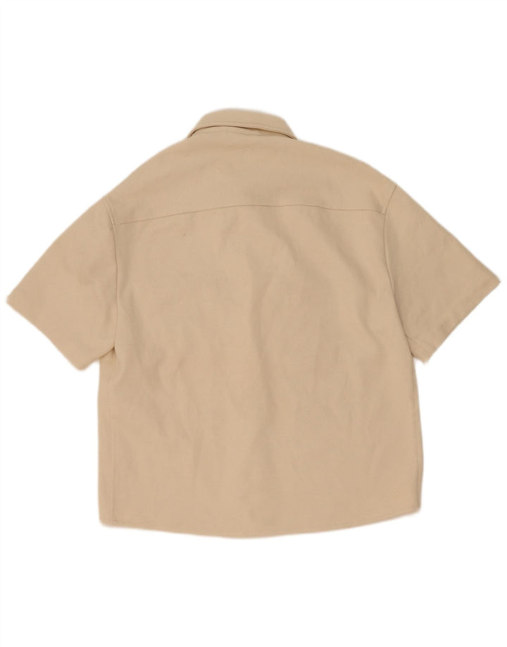 Zara Herren Kurzarmhemd Mittelbeige Polyester