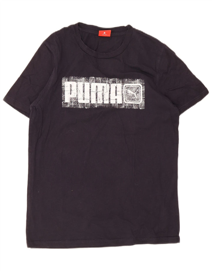 Puma Herren Grafik T-Shirt Top Small Marineblau Baumwolle