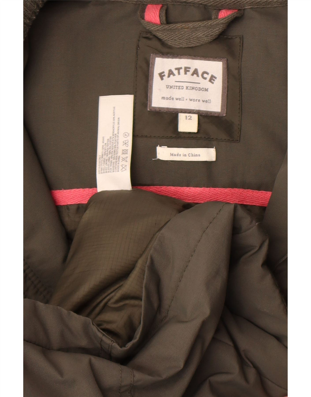 Fat Face Wattierter Damenmantel mit Kapuze, UK 12, Medium Khaki, Nylon