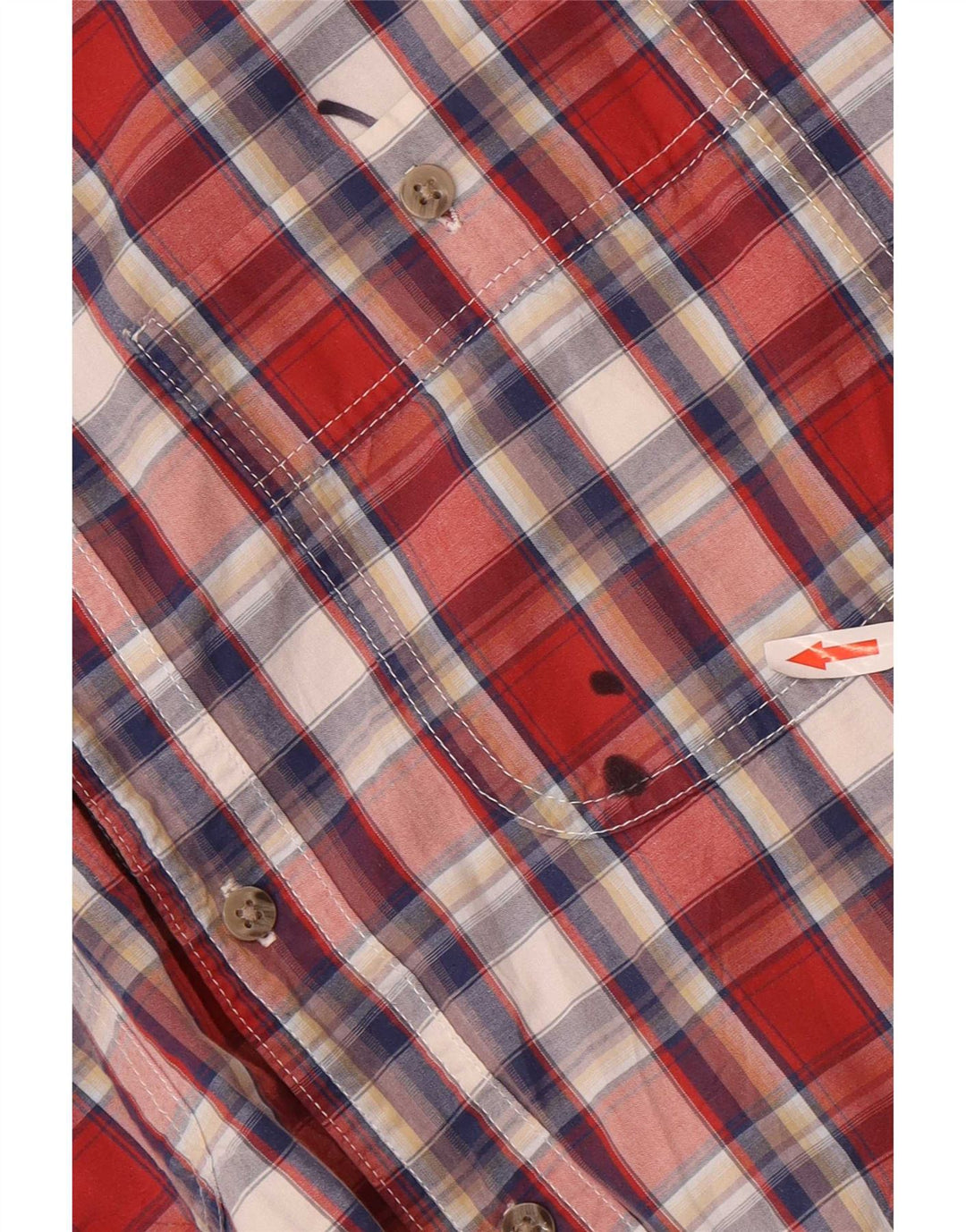 Wrangler Herren-Kurzarmhemd XL, rot kariert, Baumwolle
