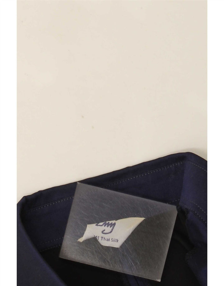 Vintage Damen Hemdbluse UK 14 Medium Marineblaue Seide