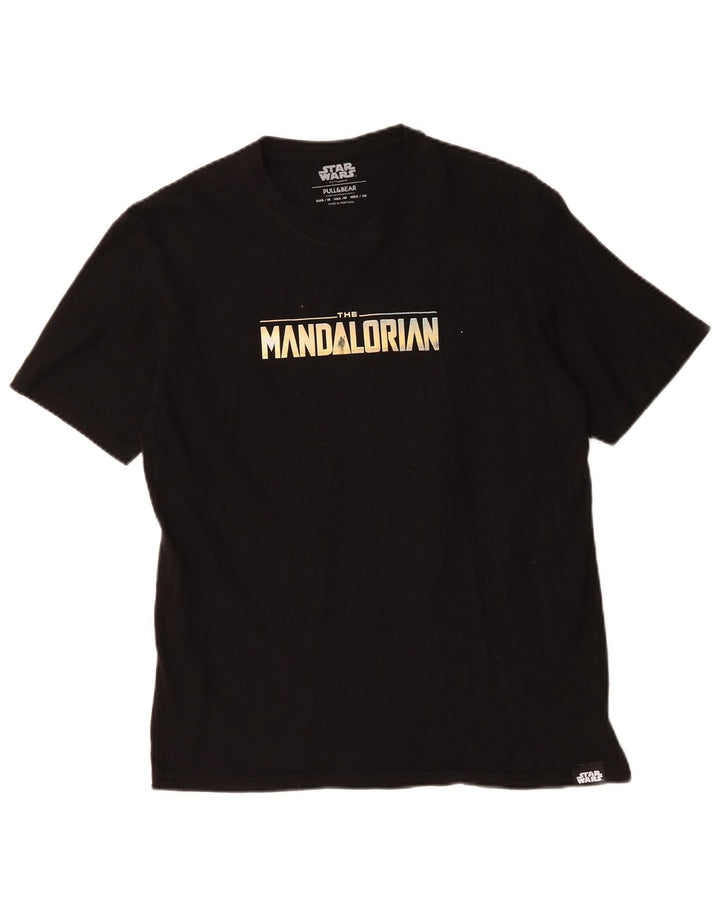 Pull & Bear Herren-T-Shirt mit Grafik, mittelschwarze Baumwolle