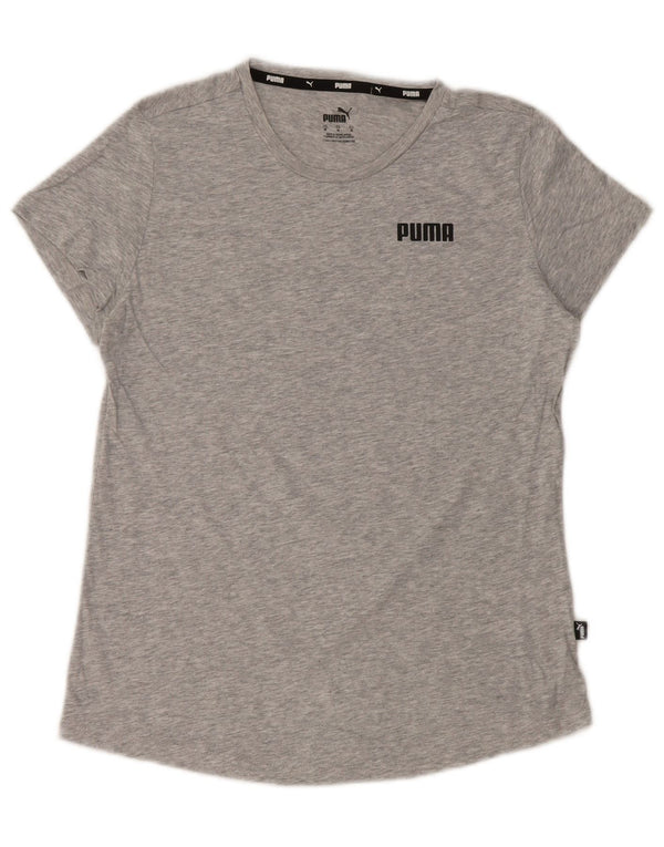 Puma Damen T-Shirt Top UK 12 Mittelgraue Baumwolle