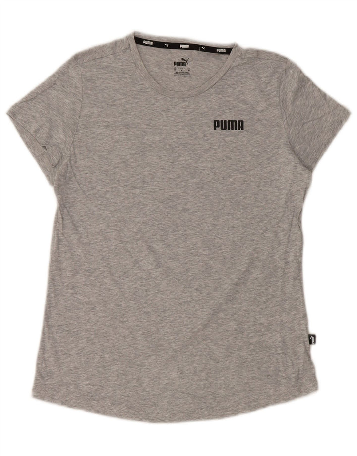 Puma Damen T-Shirt Top UK 12 Mittelgraue Baumwolle