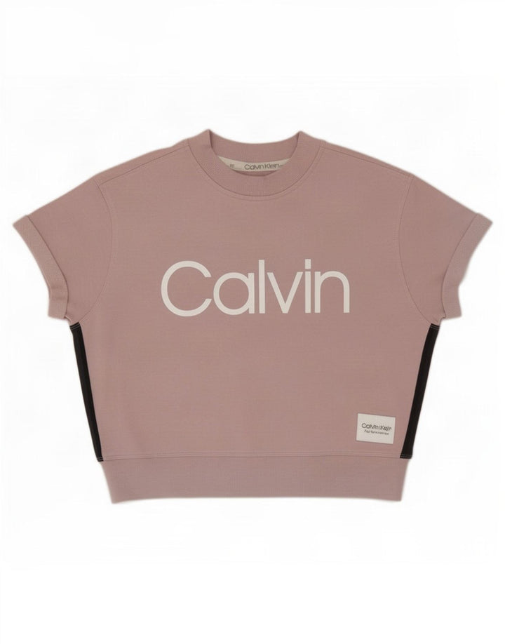 Calvin Klein Damen-Sweatshirt in Übergröße mit Grafik, UK 14, Mittelrosa