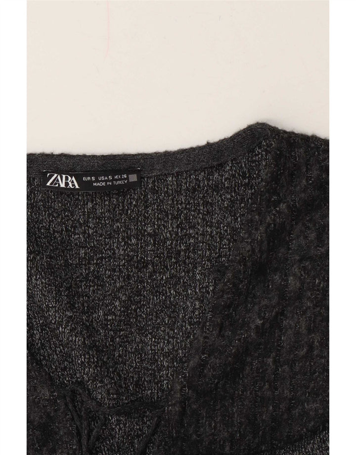 Zara Damen Übergroßes Top Langarm UK 10 Small Grau