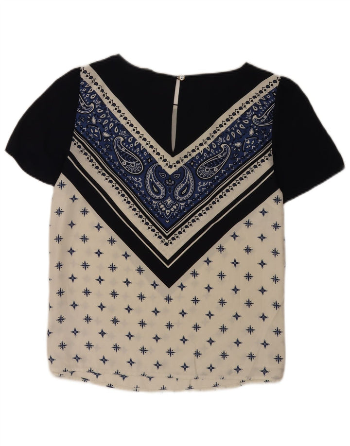 Oasis Damen-Blusenoberteil UK 10 Small Marineblaues Paisley-Polyester