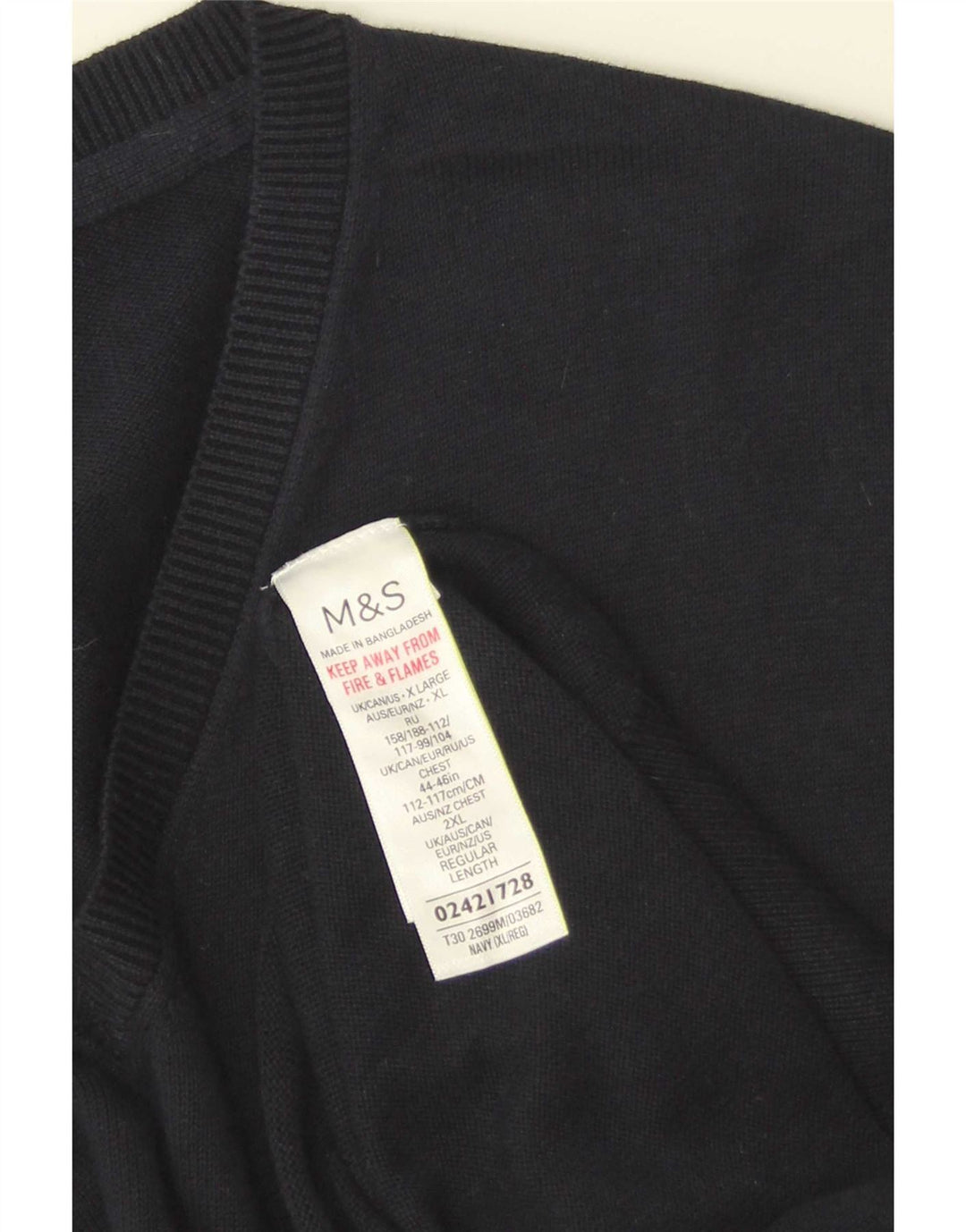 Marks & Spencer Herren Weste Tank Top XL Marineblau Baumwolle
