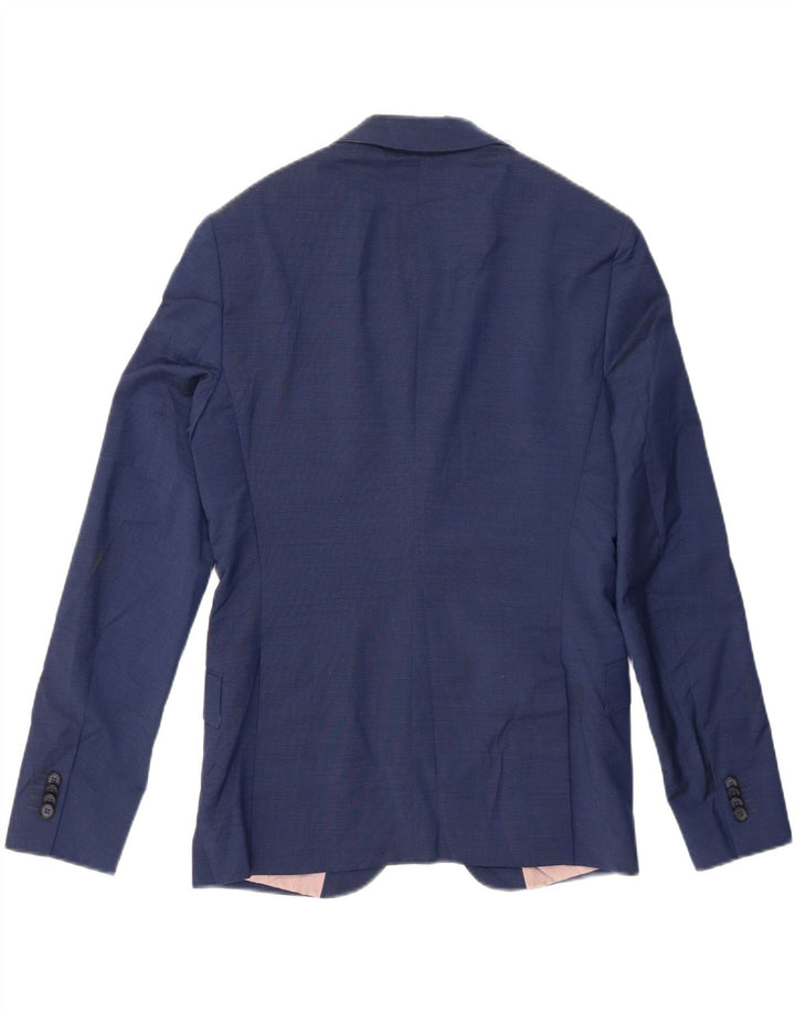 Zara Herren-Blazerjacke mit 2 Knöpfen, EU 46, kleine blaue Wolle