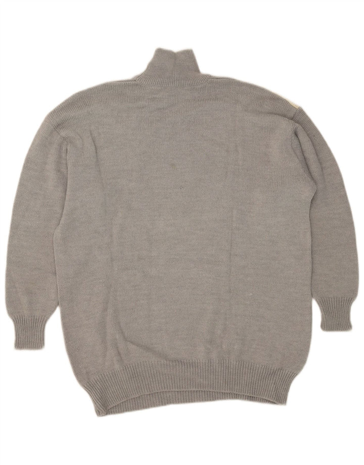 VELENO Herren-Pullover mit Rollkragen, groß, graue Argyle-/Diamantwolle