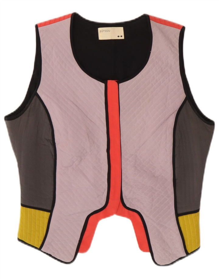 Rutzou Womens Crop Weste EU 40 Medium Mehrfarbige Colourblock-Seide