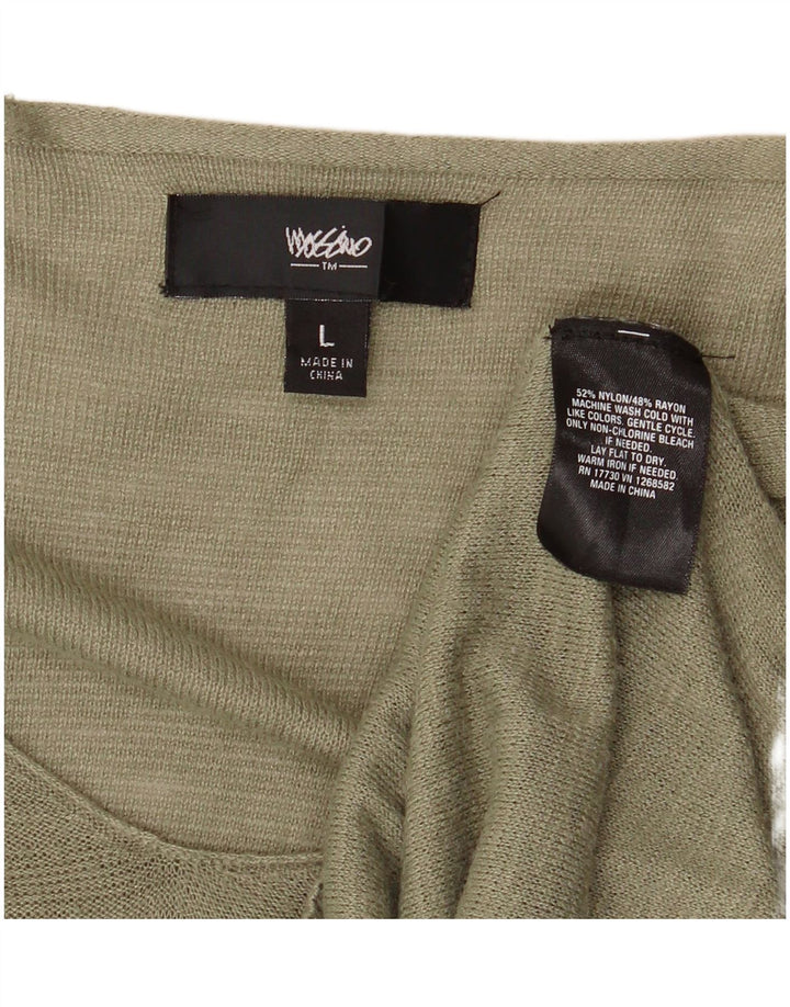 Mossimo Damen Longline V-Ausschnitt Pullover Pullover UK 16 Large Khaki Nylon