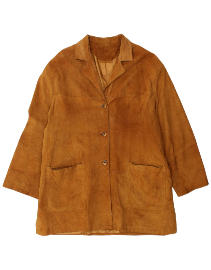 VINTAGE Damen Wildlederjacke UK 18 XL Braunes Leder