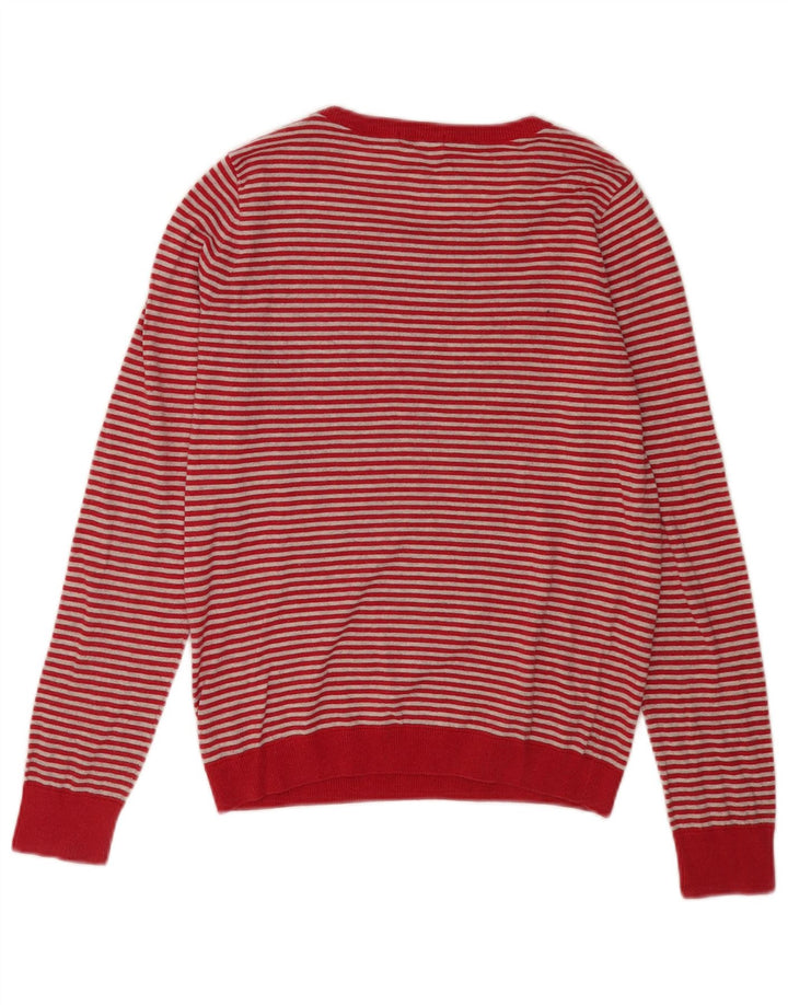 Lacoste Damen-Pullover mit Rundhalsausschnitt, Größe 38, mittelrot gestreift