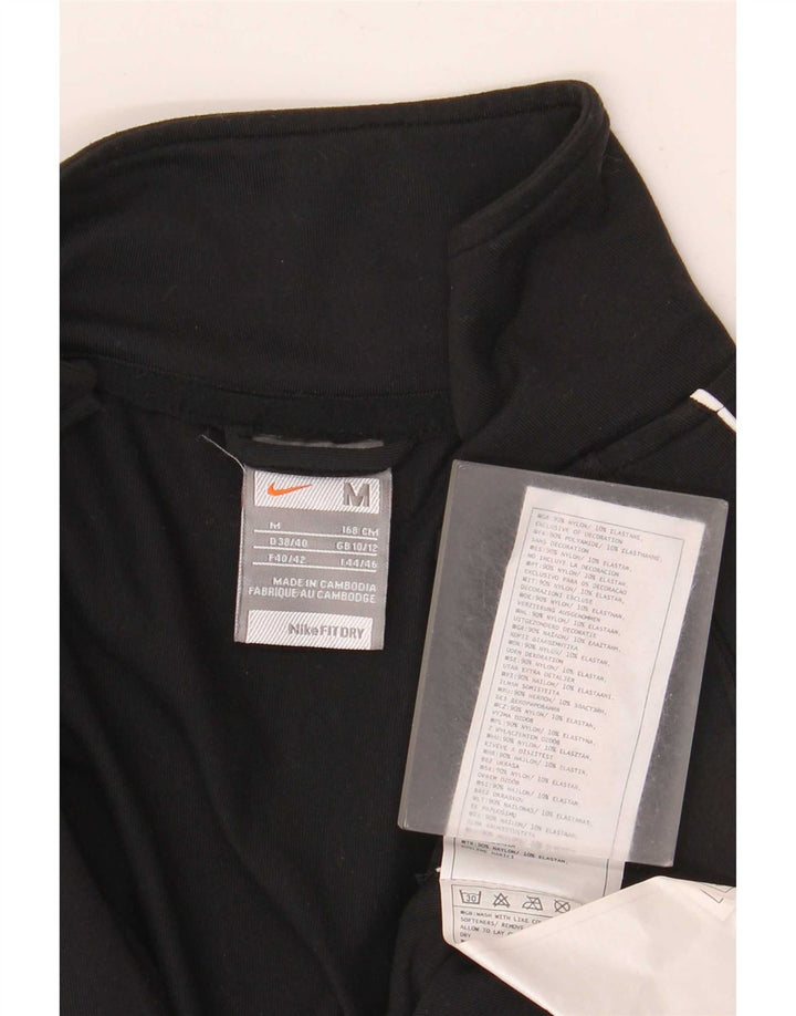 Nike Damen-Trainingsanzug-Top-Jacke UK 10/12 Mittelschwarzes Nylon