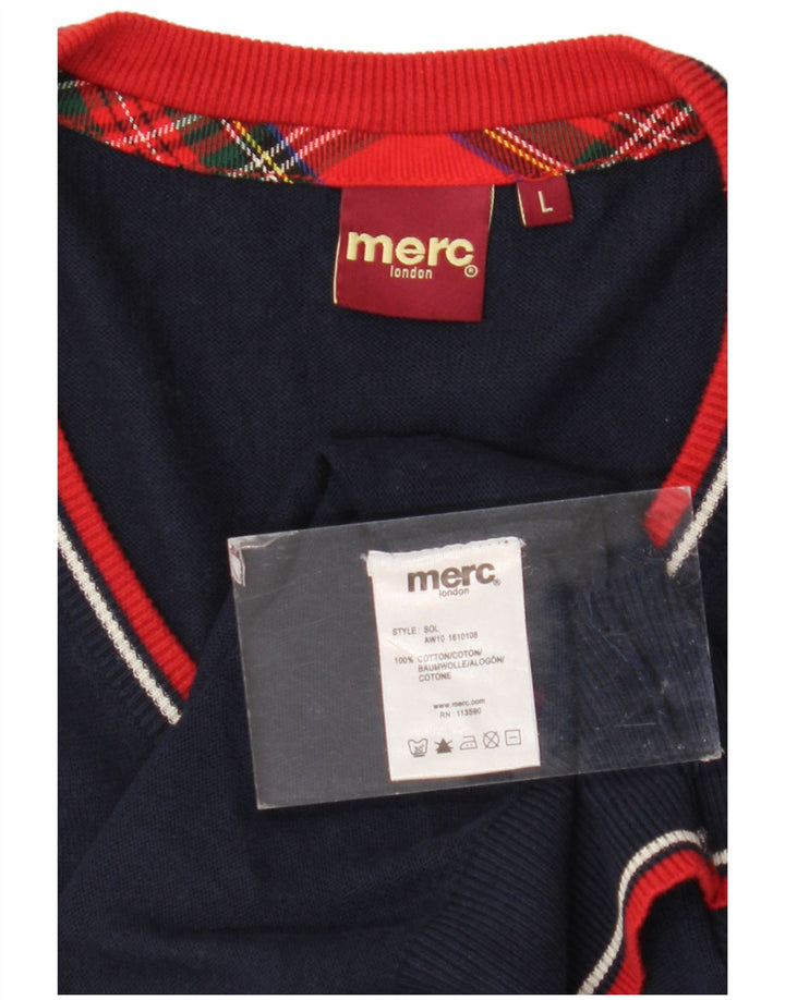 Merc Herren-Tanktop, groß, marineblau, gestreift, Baumwolle