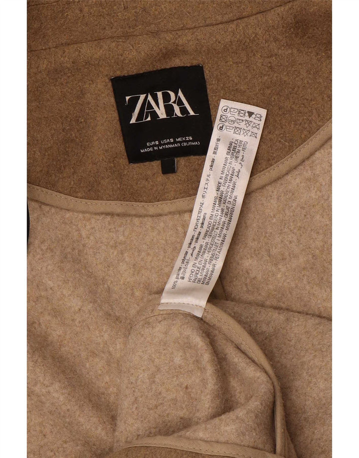 Zara Damen Übergroßer Mantel UK 10 Small Beige Polyester