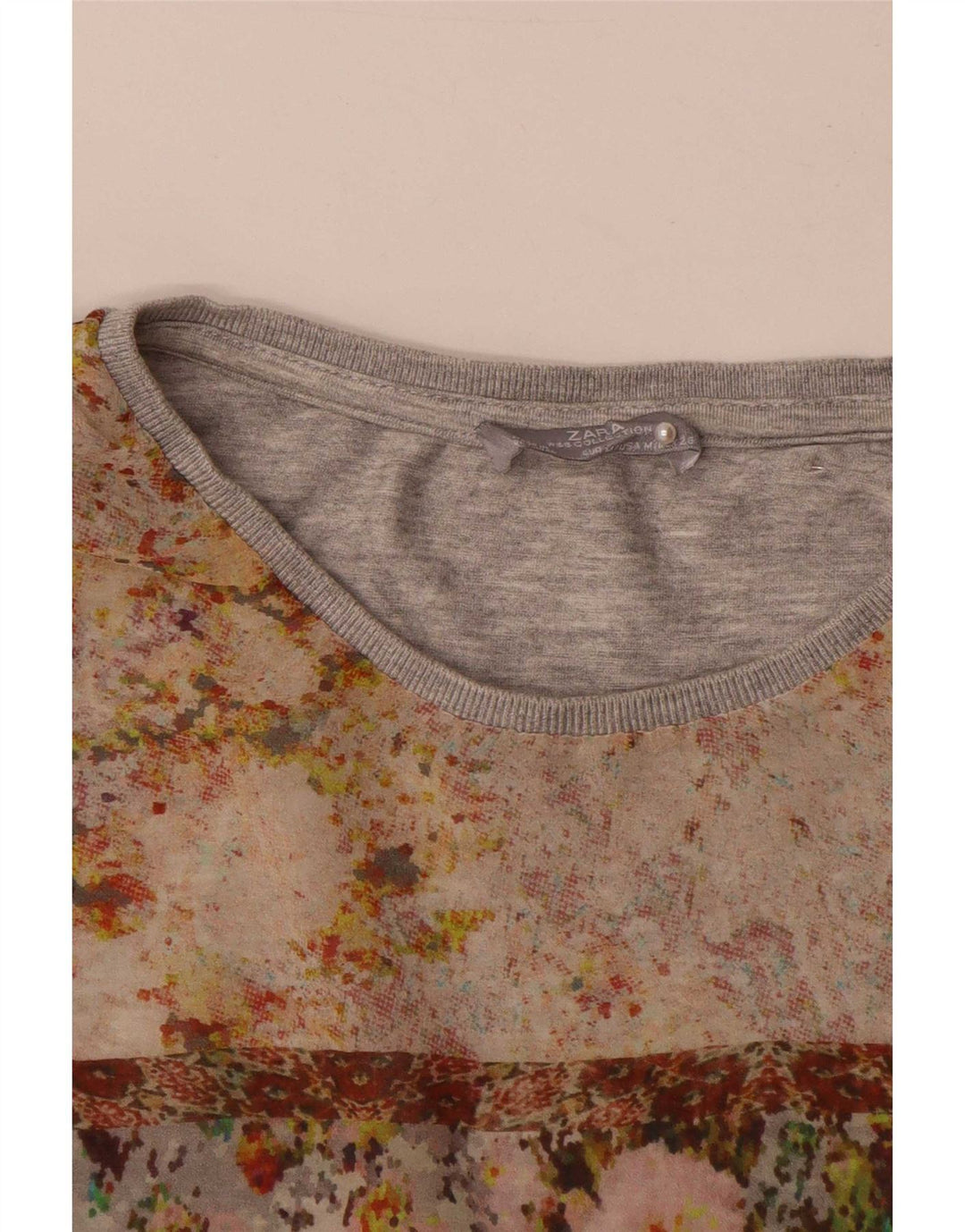 Zara Damen Blusenoberteil UK 14 Mittelgrau geblümt