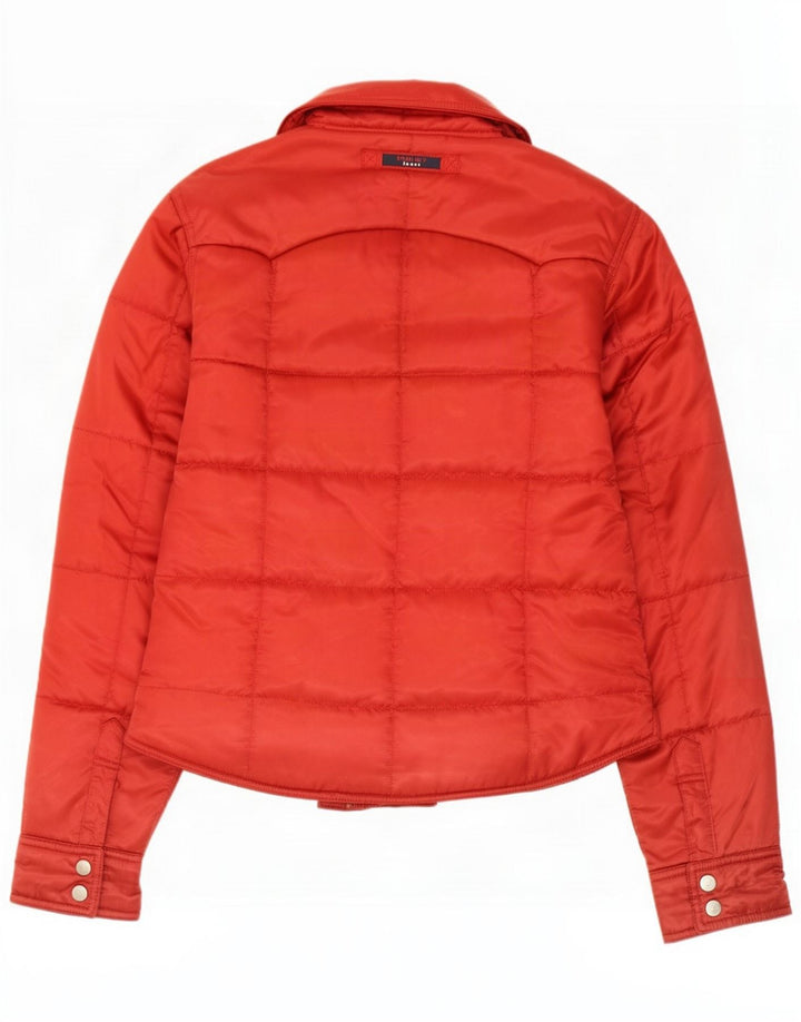 Tommy Hilfiger Wattierte Damenjacke UK 12 Mittelrotes Polyester
