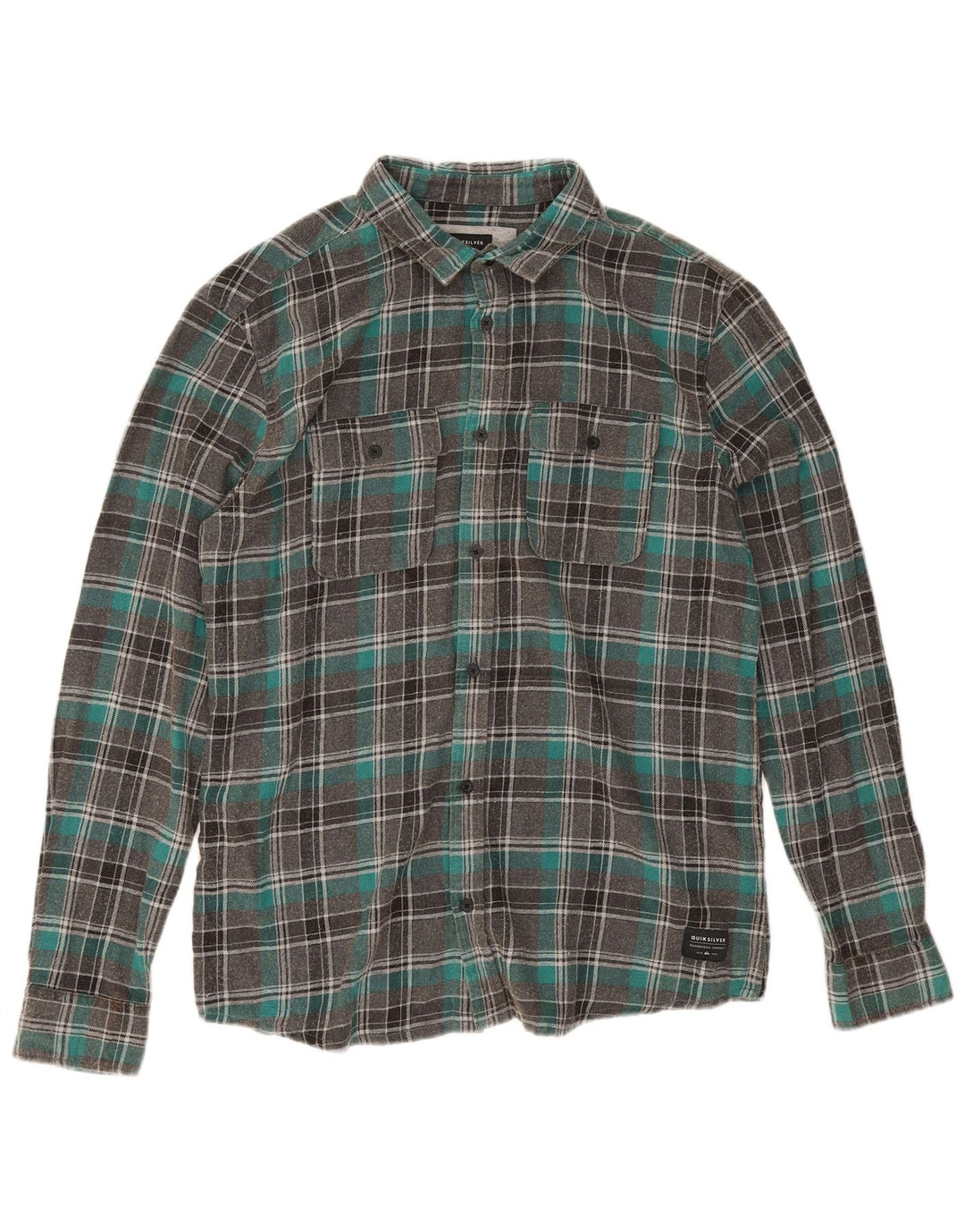 Quiksilver Herren-Flanellhemd mit normaler Passform, groß, grau kariert, Baumwolle