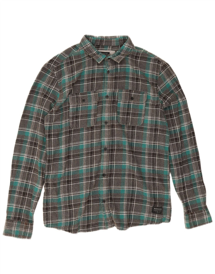 Quiksilver Herren-Flanellhemd mit normaler Passform, groß, grau kariert, Baumwolle