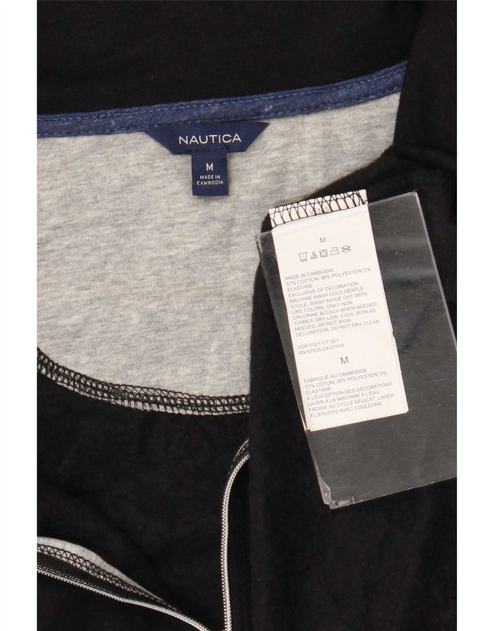 Nautica Herren-Sweatshirt mit Reißverschluss am Hals, Mittelschwarz, Colourblock-Baumwolle