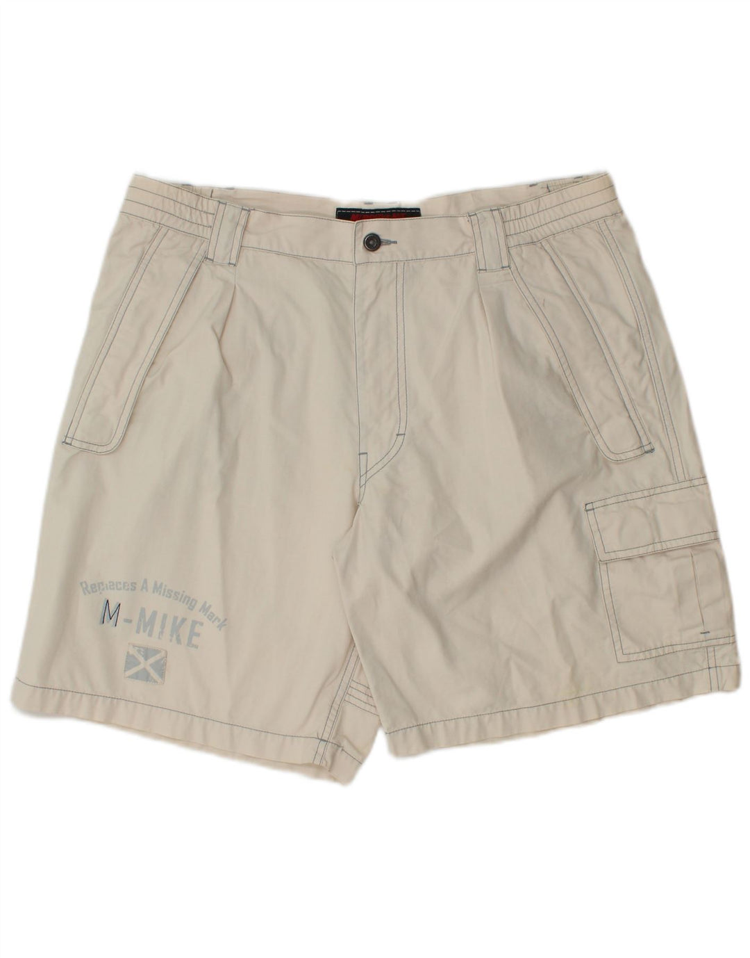 Murphy & Nye Herren Graphic Cargo Shorts W38 XL Weiße Baumwolle